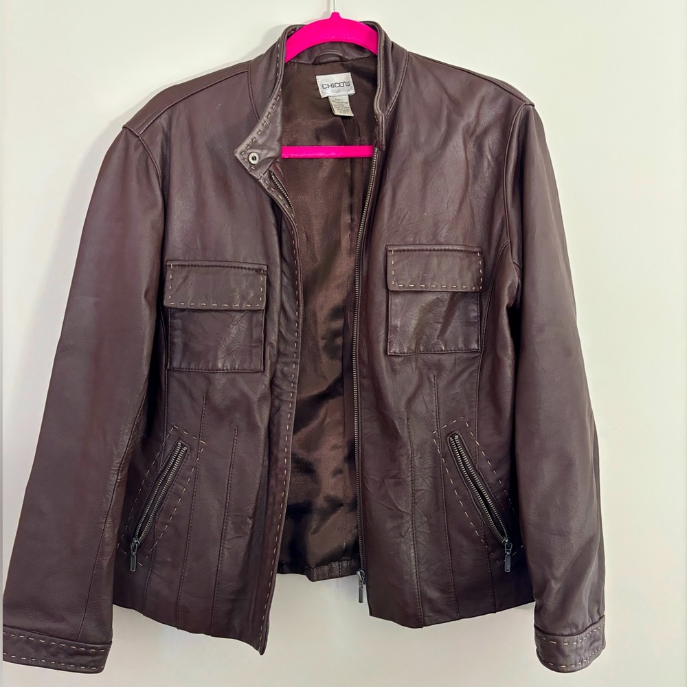 Chicos brown leather jacket